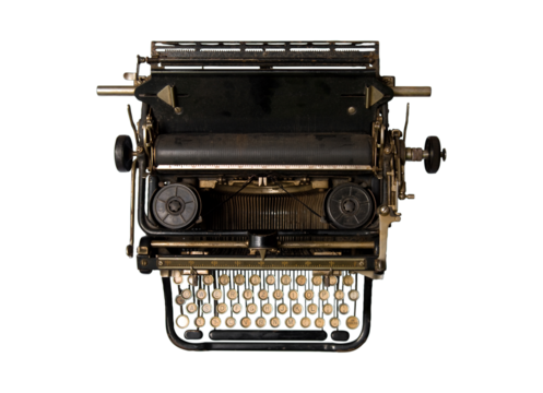 Vintage typewriter isolated object for design, retro machine technology