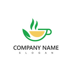Tea logo template, Green organic tea icon