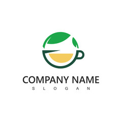 Tea logo template, Green organic tea icon