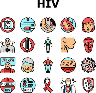 hiv aid health medical ribbon icons set vector