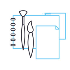 painting line icon, outline symbol, vector illustration, concept sign
