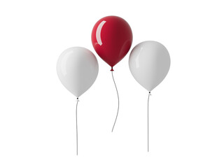 3d stand out from the crowd and different concept , One red balloon flying away from other white balloons on white wall background.3d illustration.	