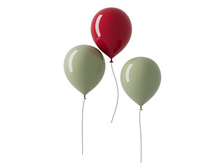 3d stand out from the crowd and different concept , One red balloon flying away from other white balloons on white wall background.3d illustration.	
