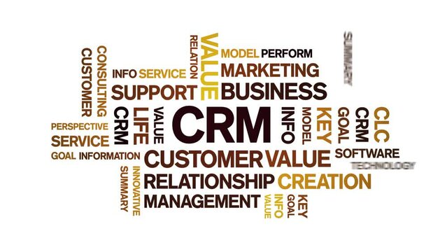 CRM animated tag word cloud;text design animation kinetic typography seamless loop.