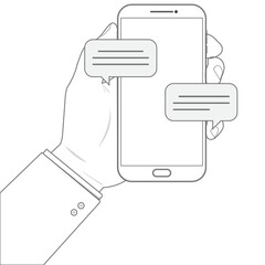 Outline drawing mobile phone chat message