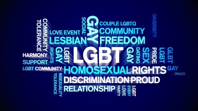 LGBT animated tag word cloud;text design animation kinetic typography seamless loop.