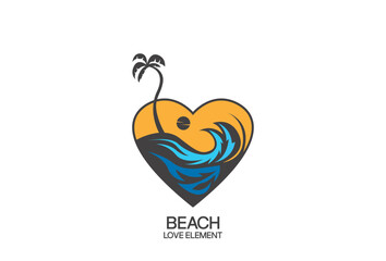 Illustration Vector graphic of Love ocean surf vector element fit for summer beach with sunset vacation logo etc.