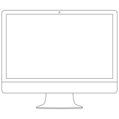 Outline drawing PC monitor. Elegant thin line style design.