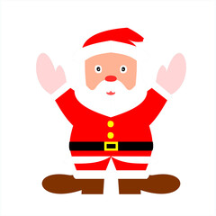 Santa Claus is standing and spreading his arms to experience the cold weather of winter, Cartoon and graphic design with the concept of Christmas with clipping path and alpha channel on tra background