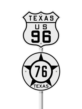 Vector illustration of the Texas State Highway road vintage sign on metallic post