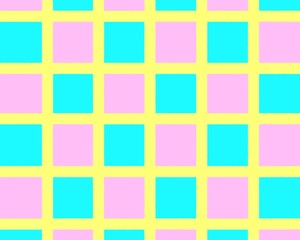 Fun square board, pixels in pastel pink, yellow, blue, child's play, birthday cards, sweets