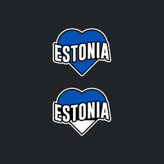 Estonian national flag heart travel Stickers