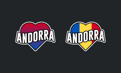 Andorra national flag heart travel Stickers