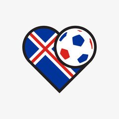 Logo sticker love Iceland national football team. Souvenir print vector illustration