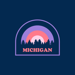 Michigan sun vintage logo vector concept, icon, element, sticker, badge and template for company