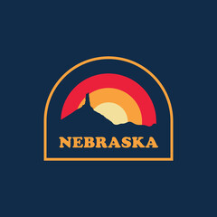 Nebraska sun vintage logo vector concept, icon, element, sticker, badge and template for company