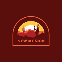 Plaid mouton avec motif Brun New Mexico sun vintage logo vector concept, icon, element, sticker, badge and template for company