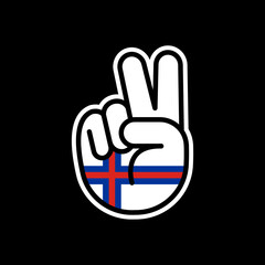 Hand gesture V sign of victory or peace line icon flag of Faroe Island. Simple outline style for apps and websites.