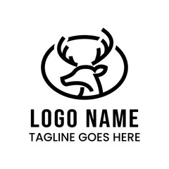 deer head logo in stripes on isolated background