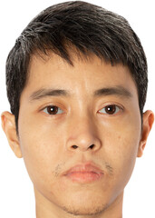 Closeup of face young Asian man.