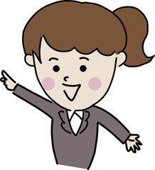 左を指を差す　注目するビジネスウーマン