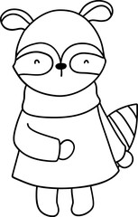 Cute Christmas Raccoon, Autumn or Fall Animal, illustration