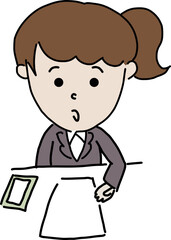 契約　説明　解説をしている窓口スタッフビジネスウーマン