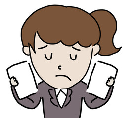 資料制作で悩むキャパオーバーなビジネスウーマン