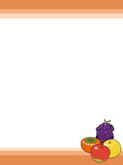 秋の果物と落ち葉のフレーム素材