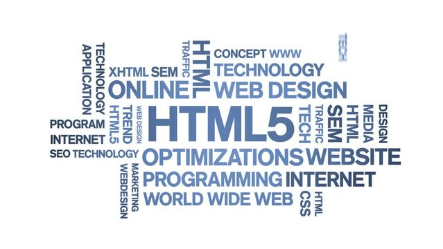 HTML5 animated tag word cloud;text design animation kinetic typography seamless loop.