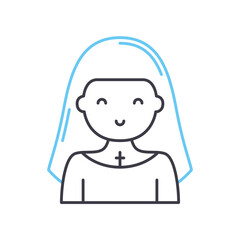 Obraz premium nun line icon, outline symbol, vector illustration, concept sign