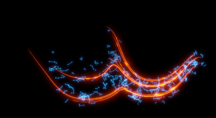 Abstract background. Beautiful colored lines. Magic sparks. Neon swirls. Glow effect. High tech. Sci Fi technology art.