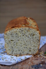 Budin de vainilla y semillas de Amapola, vainilla, semillas, amapola, primer plano, pasteleria, preparacion, masa , suave , dulce, cortado, Merienda, desayuno, encuentro, reunión, comer, beber, café, 