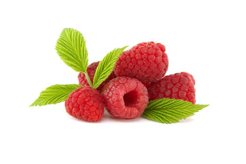 Raspberry berries isolated on white background