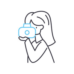 photographer line icon, outline symbol, vector illustration, concept sign