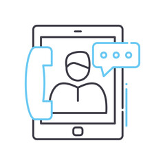 phone call line icon, outline symbol, vector illustration, concept sign