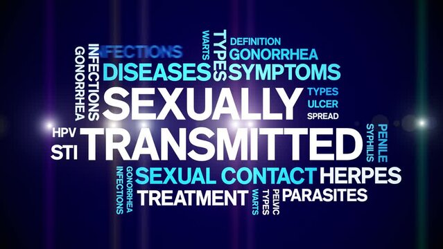Sexually Transmitted animated tag word cloud;text design animation kinetic typography seamless loop.