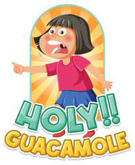 Cute cartoon character shouting holy guacamole icon