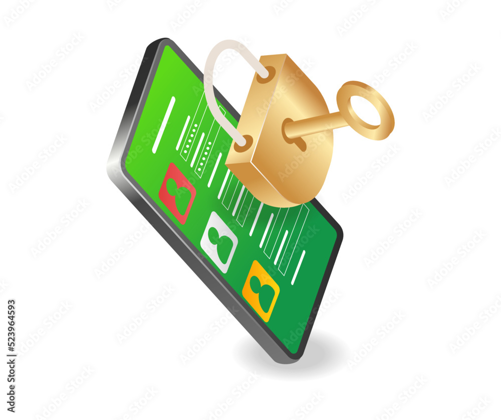 Poster smartphone app account personal data security lock