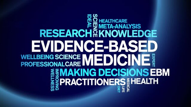 Evidence-Based Medicine animated tag word cloud;text design animation kinetic typography seamless loop.