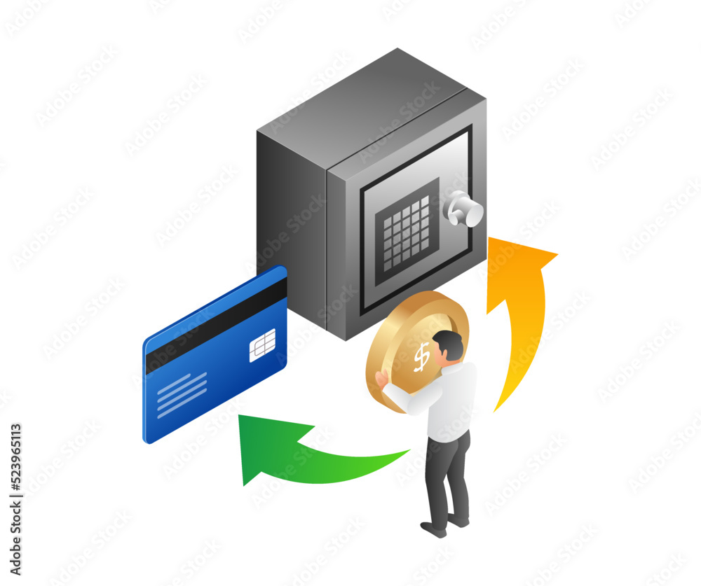 Poster saving money in safes and atm