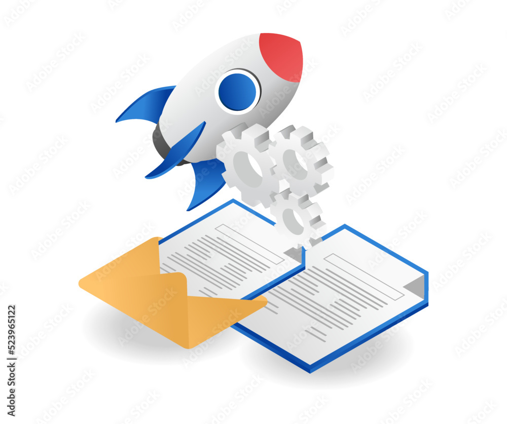 Poster rocket launch over e-mail
