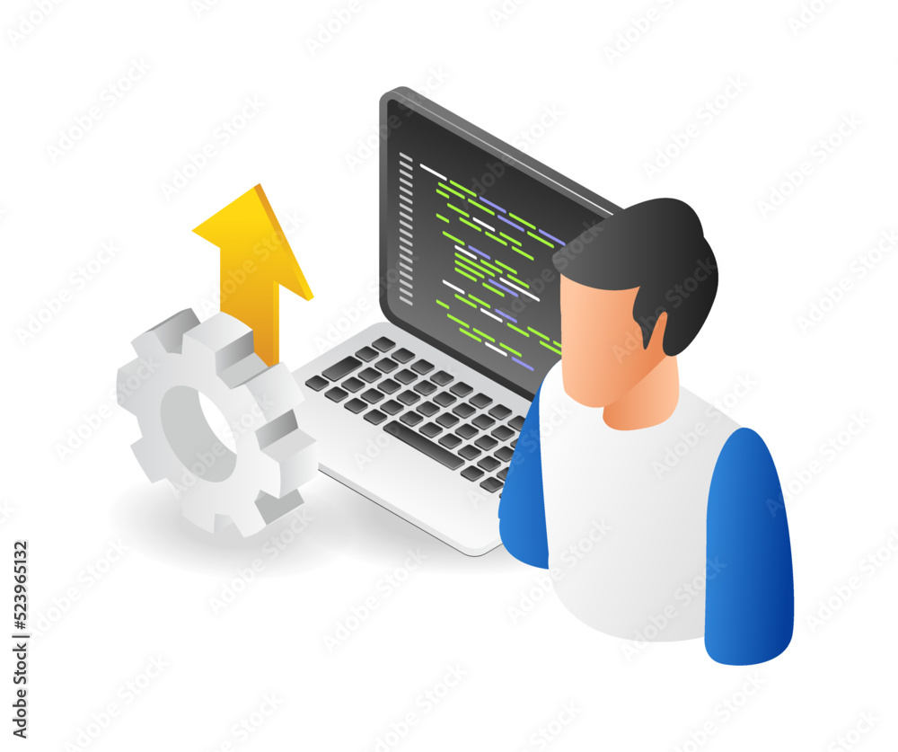Aufkleber Programmer writing process
