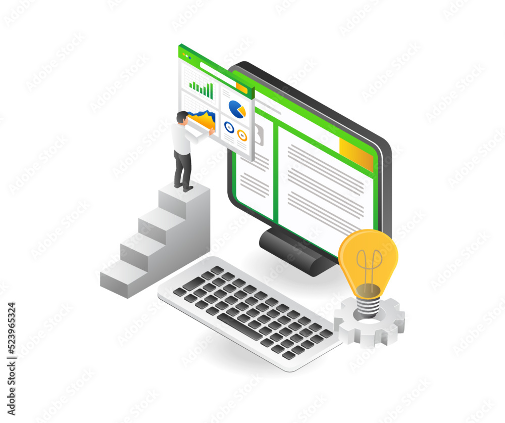 Aufkleber Man analyzing computer data