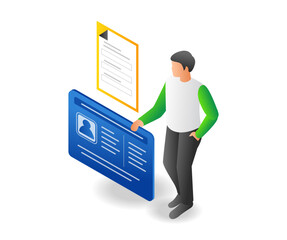 Man showing company id data