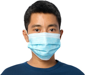 Young man wearing a protective face mask.
