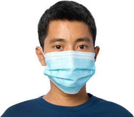 Young man wearing a protective face mask.