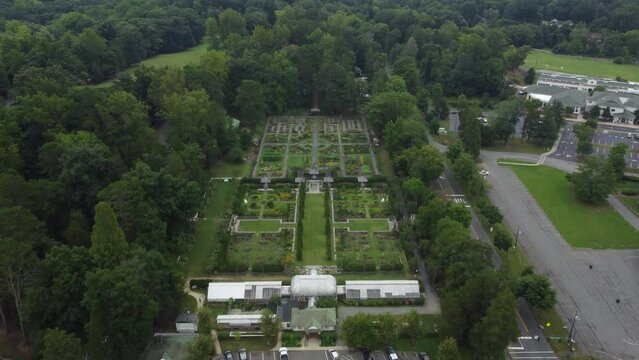 Symmetrical Reynolda Gardens fly over in Summer