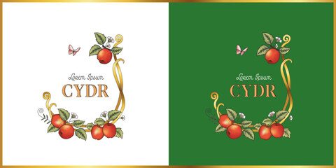 idyllic fruit orchard, art deco & art nouveau style, vector, logo colorful illustration vol. 5