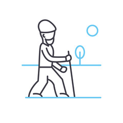 ski walking line icon, outline symbol, vector illustration, concept sign